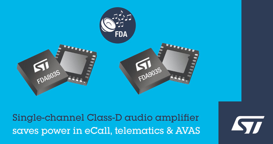 STMicroelectronics’ automotive audio power amplifiers bring digital flexibility to eCall, telematics and AVAS